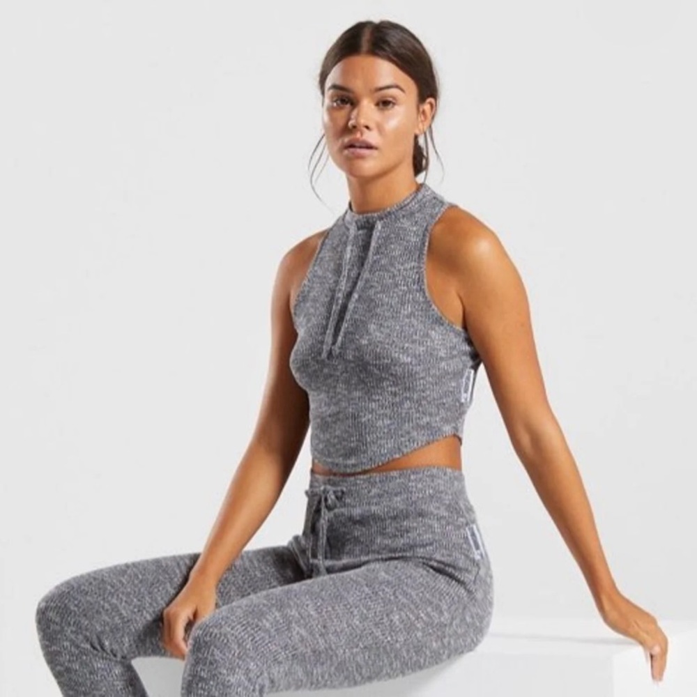 Gymshark Slounge Crop Top Charcoal Marl
